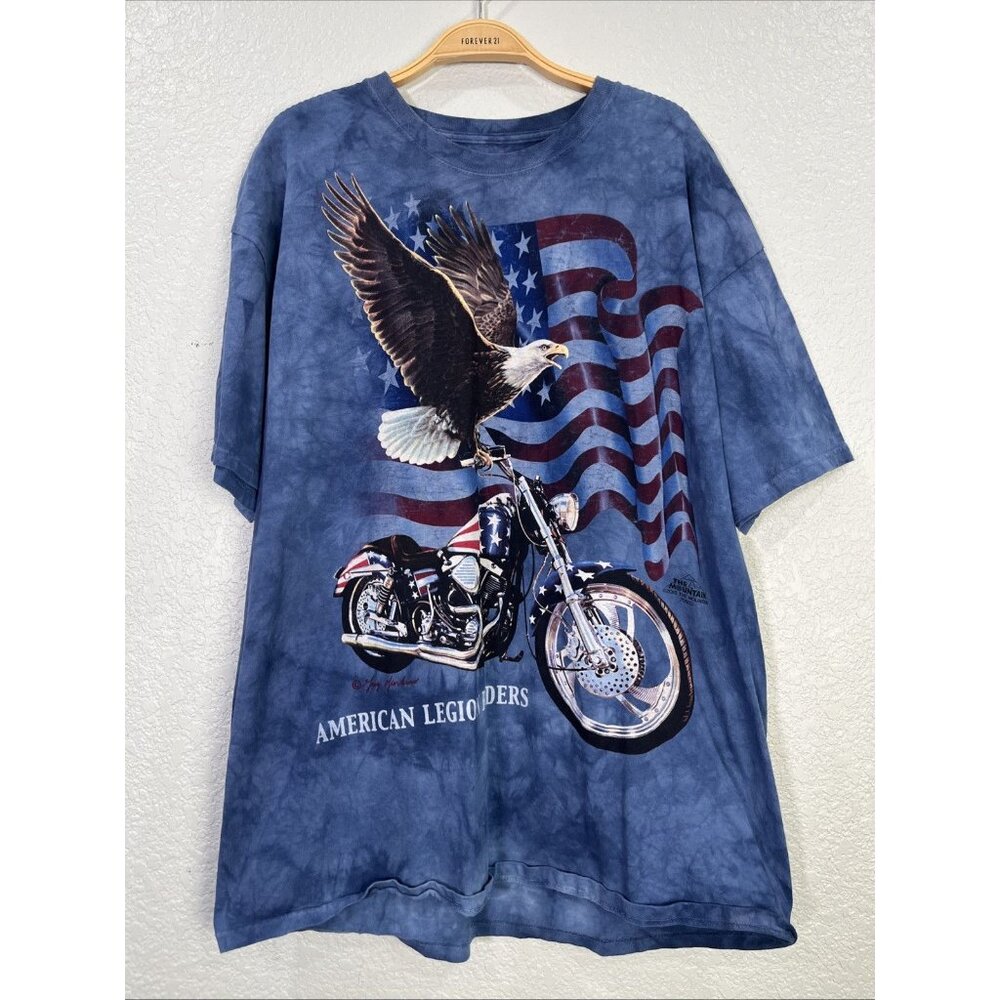 The Mountain Graphic Tee Blue Tie Dye American‎ Legion Riders Biker Veterans XL